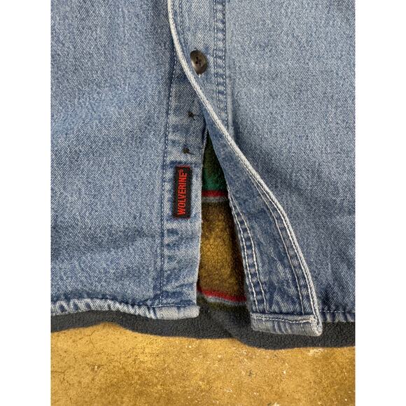 Vintage Wolverine Denim Workwear Jacket Men’s L Southwestern-Style Fleece Lining - Picture 7 of 11
